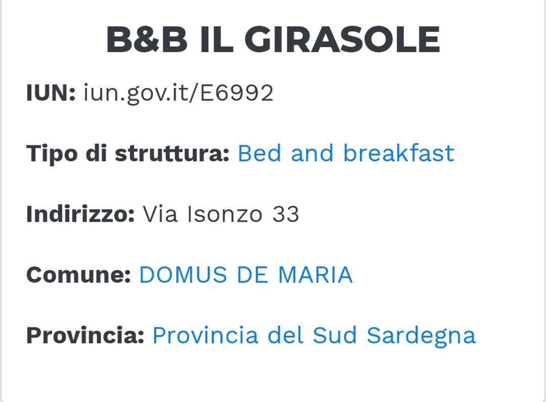 Il Girasole Bed & Breakfast Domus De Maria Luaran gambar